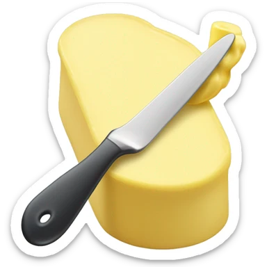 A curl of margarine on the tip of a butter knife sticker