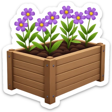 minimal flower bed in a wooden planter sticker