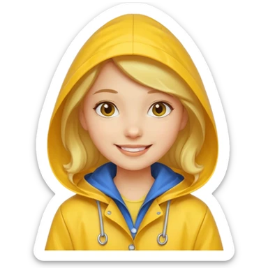 Girl in a yellow rain coat sticker