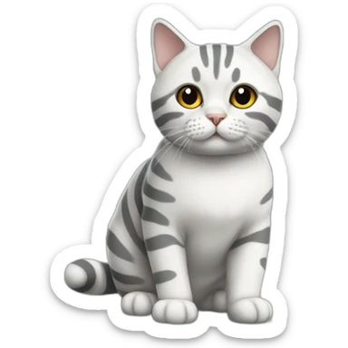 British cat white with gray stripes sticker