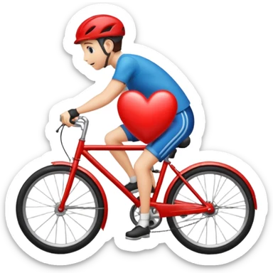 a heart riding a bicycle sticker