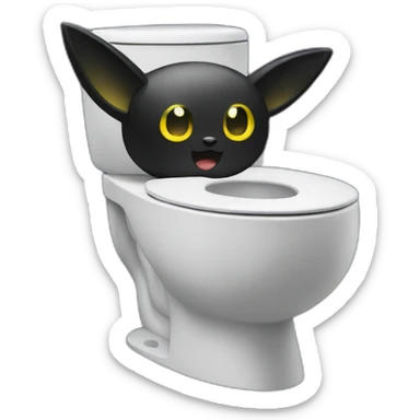 toilet with umbreon head atop sticker