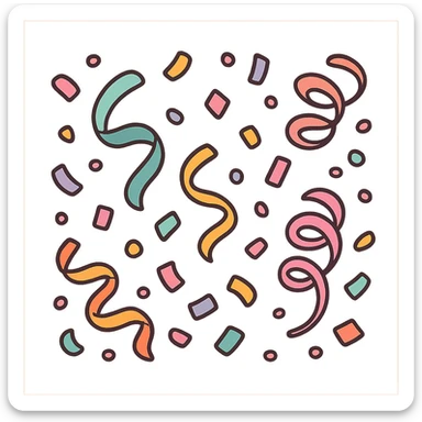 colorful confetti in a cartoonish flat toon style sticker