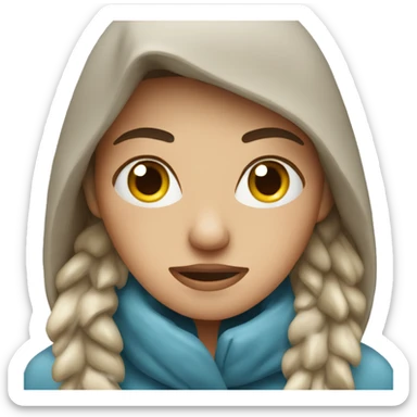 Freezing woman in snowstorm  sticker