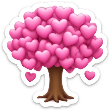 pink hearts tree sticker
