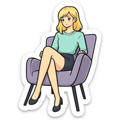 Blond lady.naked .big boobs.sitiing on chair with her legs open sticker