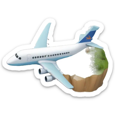 Dinosaur riding an airplane over an island sticker