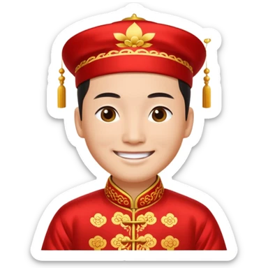 Chinese groom, traditional, culture of chinese, smiley on face. sticker