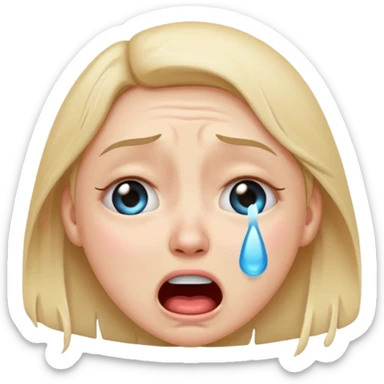 crazy and crying face emoji, wild expression, tears streaming, exaggerated features sticker