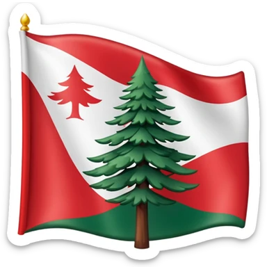 New England flag with a red backgournd white canton and a pine sticker