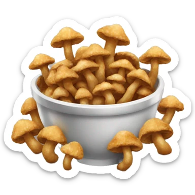 a bowl of deep-fried crispy mushrooms neatly sitting in a bowl sticker
