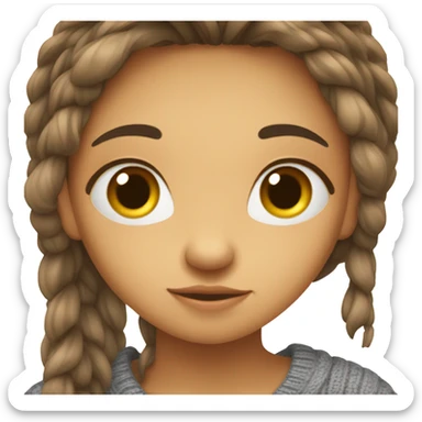 Shy girl hiding sticker