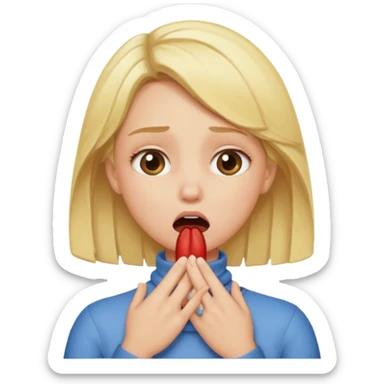 blonde girl choking herself sticker