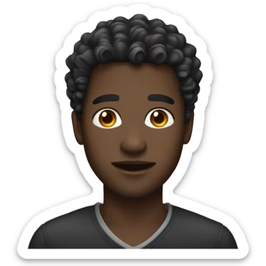 dark skinned male with curly short hair, earrings and necklace sticker