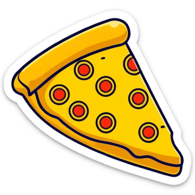 shiny golden pizza slice with gold toppings sticker