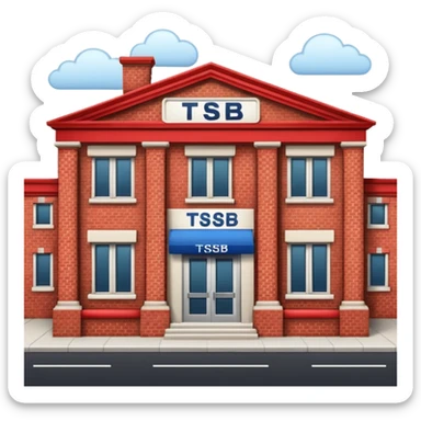 A bank with red building and labeled "TSB" on the building sticker