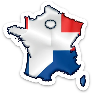 France country map with flag colors sticker