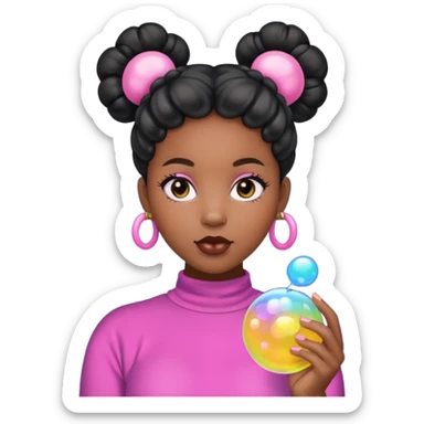 Black woman with bubble Space buns sticker