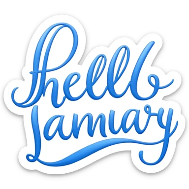 Blue “ hello January “ word sticker