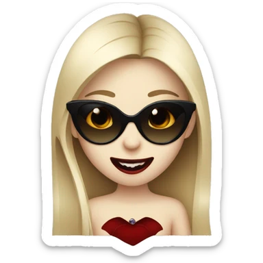 girl vampire with dark sunglasses showing her fangs sticker