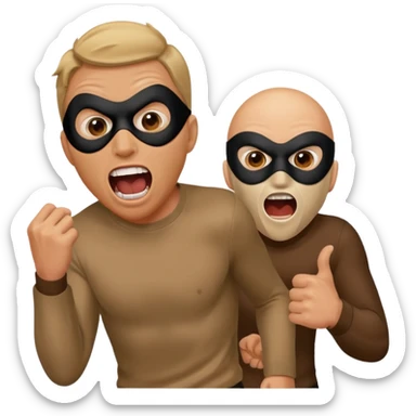 A man getting chased by a robber, screaming sticker