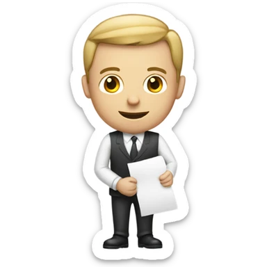 White man holding a resume sticker