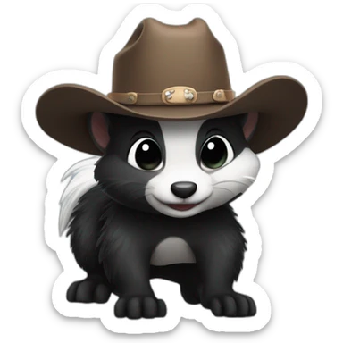 Cute skunk wearing a cowboy hat sticker