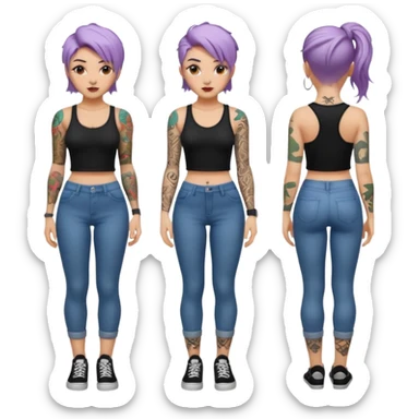 TATTOOED GIRL FULL BODY DIFFERENT HAIRSTYLES COLORS sticker