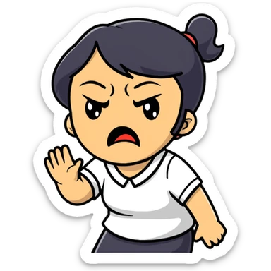 angry and sad crying woman who avoid the communication sticker