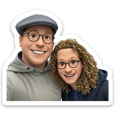 happy boys with glasses sticker