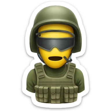 army emoji with ballistic mask sticker