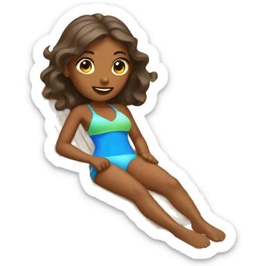 girl tanning at the beach  sticker