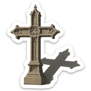 gothic cross, stone texture, cathedral-inspired, dramatic shadows sticker