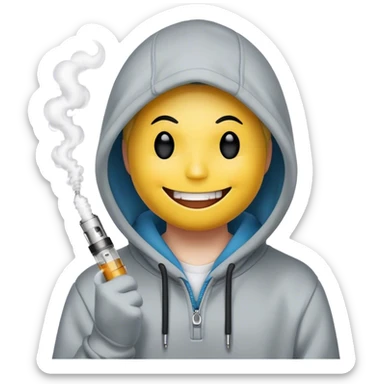 smiley facein hoodie with vaping sticker