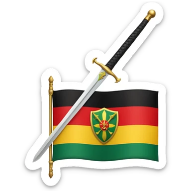 Solaani black green yellow and red heritage flag with African sword crest in the middle  sticker