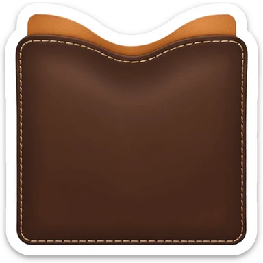 A 3D Apple-style emoji of an industrial leather material, shown as a neatly folded or rolled sheet of dark brown leather with visible texture and stitching details, giving a modern and manufactured look, clean and simple design, no background sticker