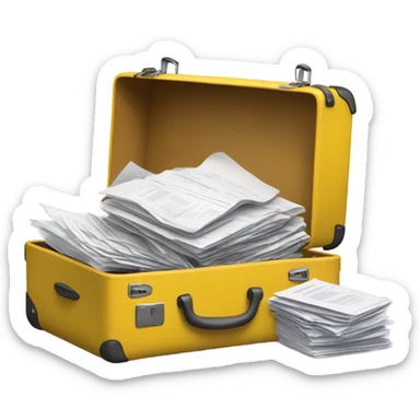 yellow baggage filled with documents sticker