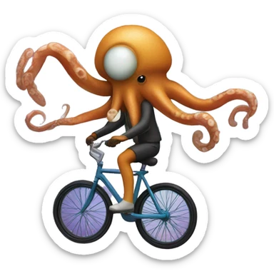 Squid riding a bike in space sticker