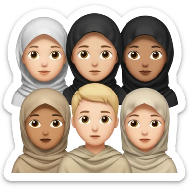 1 man not veiled with short hair and 4 veiled women sticker