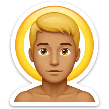 A man with no shirt and oura surrounding him like goku sticker