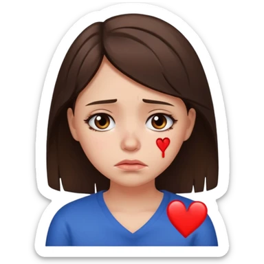 sad girl with broken heart sticker