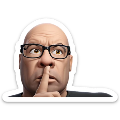 thoughtful bald man with glasses sticker