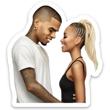 Hyper Realistic Chris Brown  Karruche Tran romantic photo  sticker