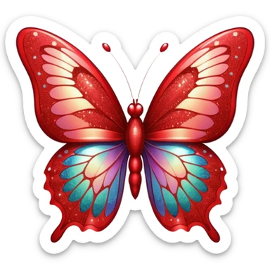 red glitter butterfly sticker