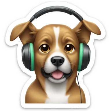 Dog with headphones  sticker