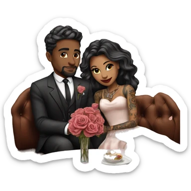 Romantic fancy date for beautiful tattooed couple sticker