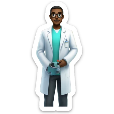 biotech engineer, plants, cyberpunk scientist, lab coat, cyborg sticker