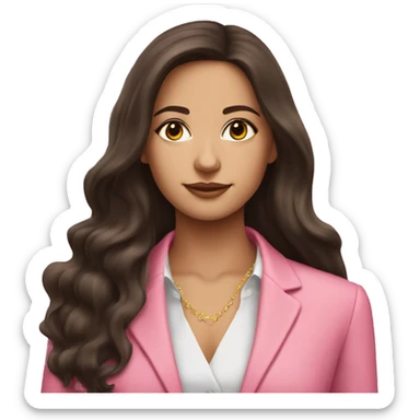 Rich Beautiful brunette girl long hair wearing a pink suit  sticker