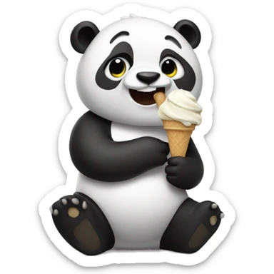 Panda eating ice cream sticker