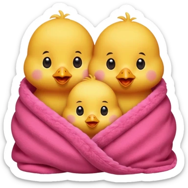 happy smile red chicks in pink blanket sticker